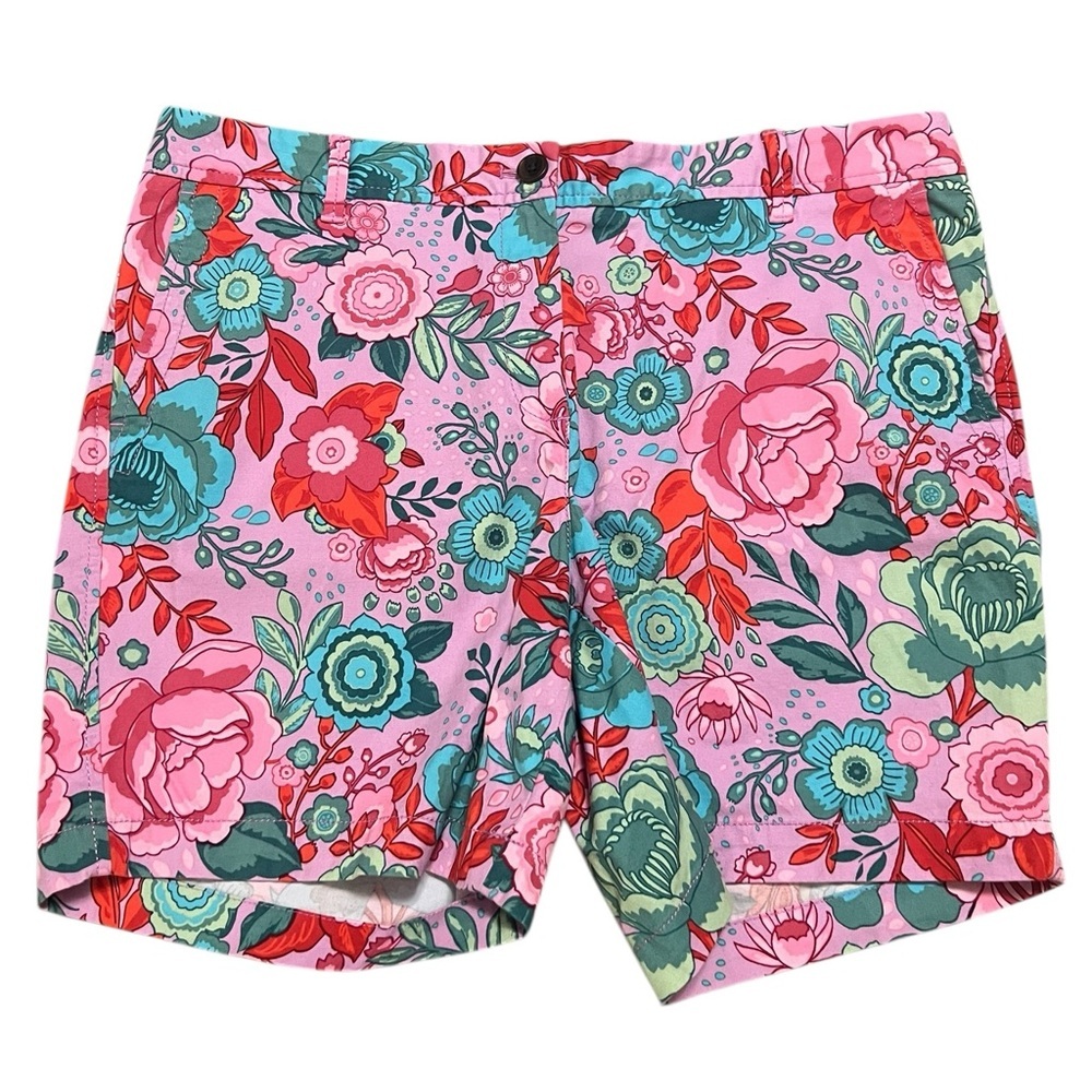 Talbots relaxed floral chino shorts pink red blue
